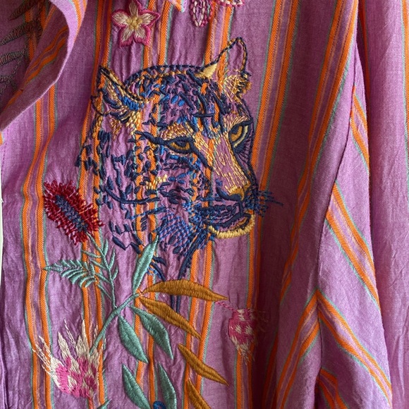 Johnny Was NWT INDALO Boho Embroidered Button Down Long Sleeve Tunic Blouse XL - Picture 11 of 16